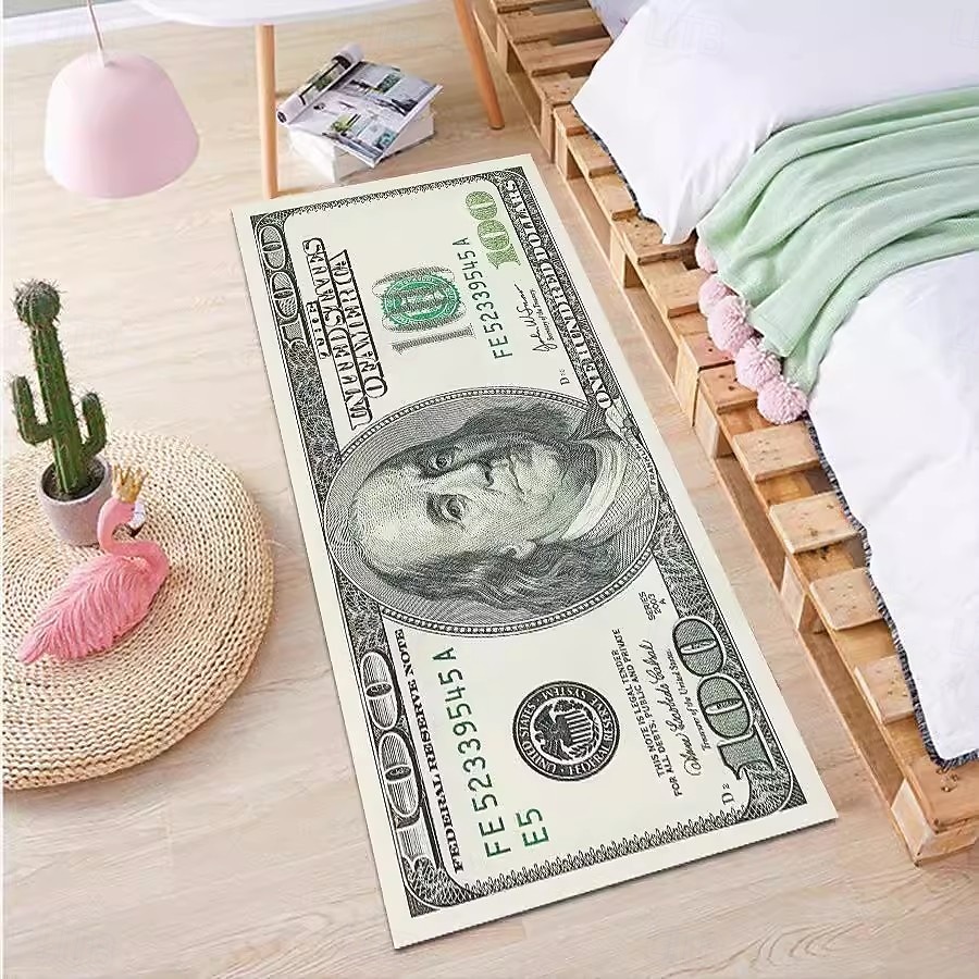 tapis créatif en forme de dollar, tapis de sol au design monétaire pour la cuisine, la chambre, la table de chevet, l'entrée et la décoration de la maison de 2026 ? $20.99 –P16