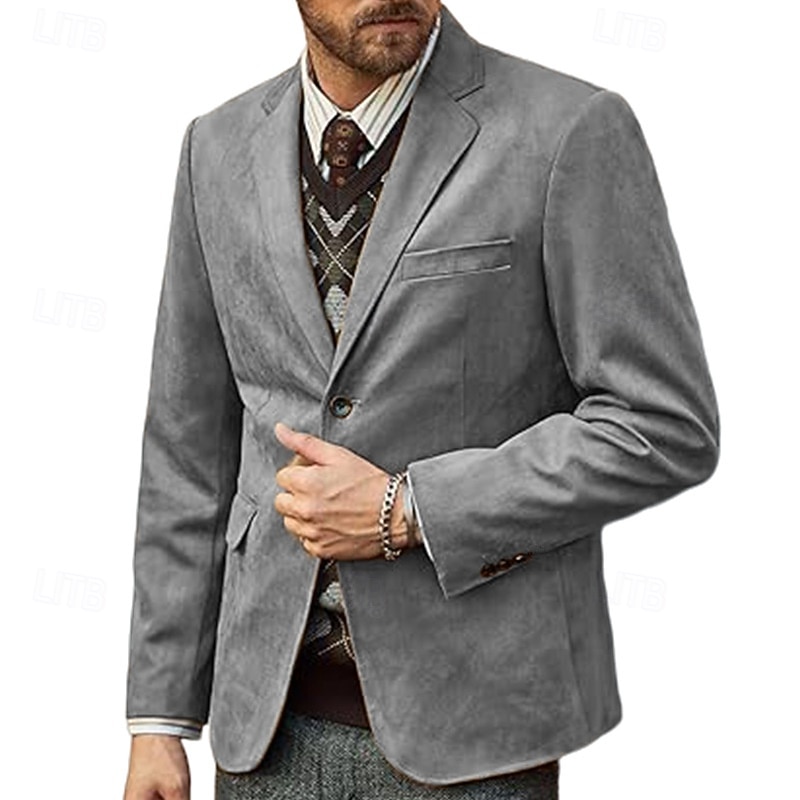 Homme Blazer Affaires Cocktail Fête de mariage Mode Occasionnel Printemps Automne Polyester Uni Avec Poches Boutons Confortable Simple Boutonnage veste Noir Kaki Gris Claire Café de 2025 ? $44.99 –P7
