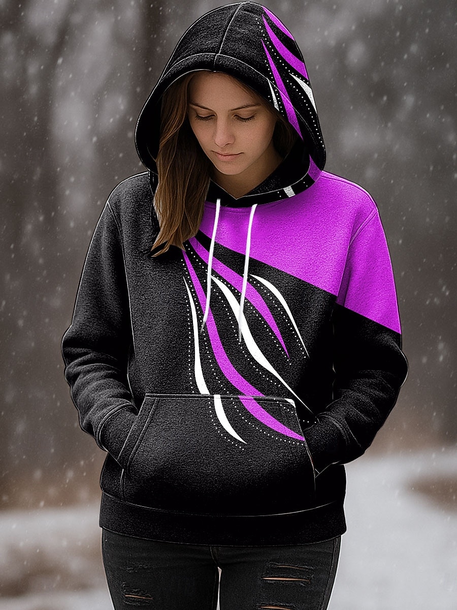 Damen Kapuzenpullover Grafik Geometrisch Abstrakt Lässig Langarm Mit Kapuze Normale Oberteile Party-Abendmode Straße Alltagskleidung Rote Blau Purpur Orange Grün Frühling Herbst Winter 2025 - $27.99 –P4