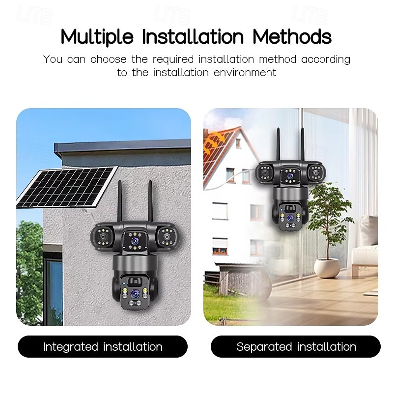 2025年 ソーラーカメラ 屋外 ワイヤレス Wi-Fi 3レンズ ソーラーセキュリティカメラ 360度パノラマ &チルト、死角なし、スマートAI、人間検知、追跡、カラーナイトビジョン、双方向通話、サイレンアラーム、携帯電話不要  コレクション – $89.99 –P9