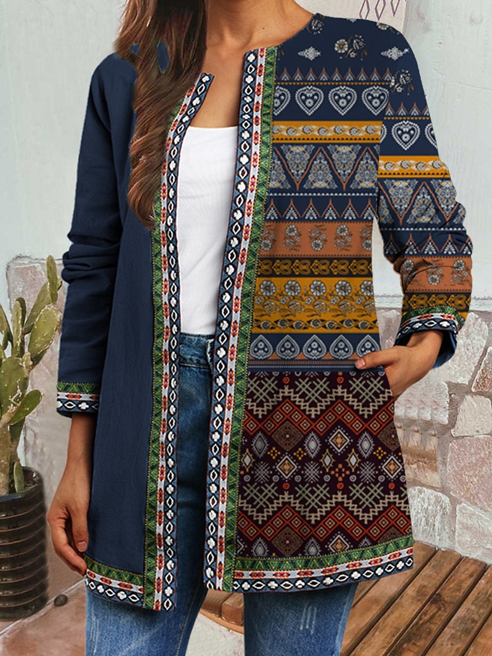 Dame Uformell jakke Vindtett Hold Varm Lomme Fargeblokk Åpen Forside Med lommer Årgang Moderne Fritid Blomstret Avslappet Daglig Fritid / hverdag Kort Crewneck Normal Langermet Yttertøy Lysegrønn 2025 - $31.99 –P2