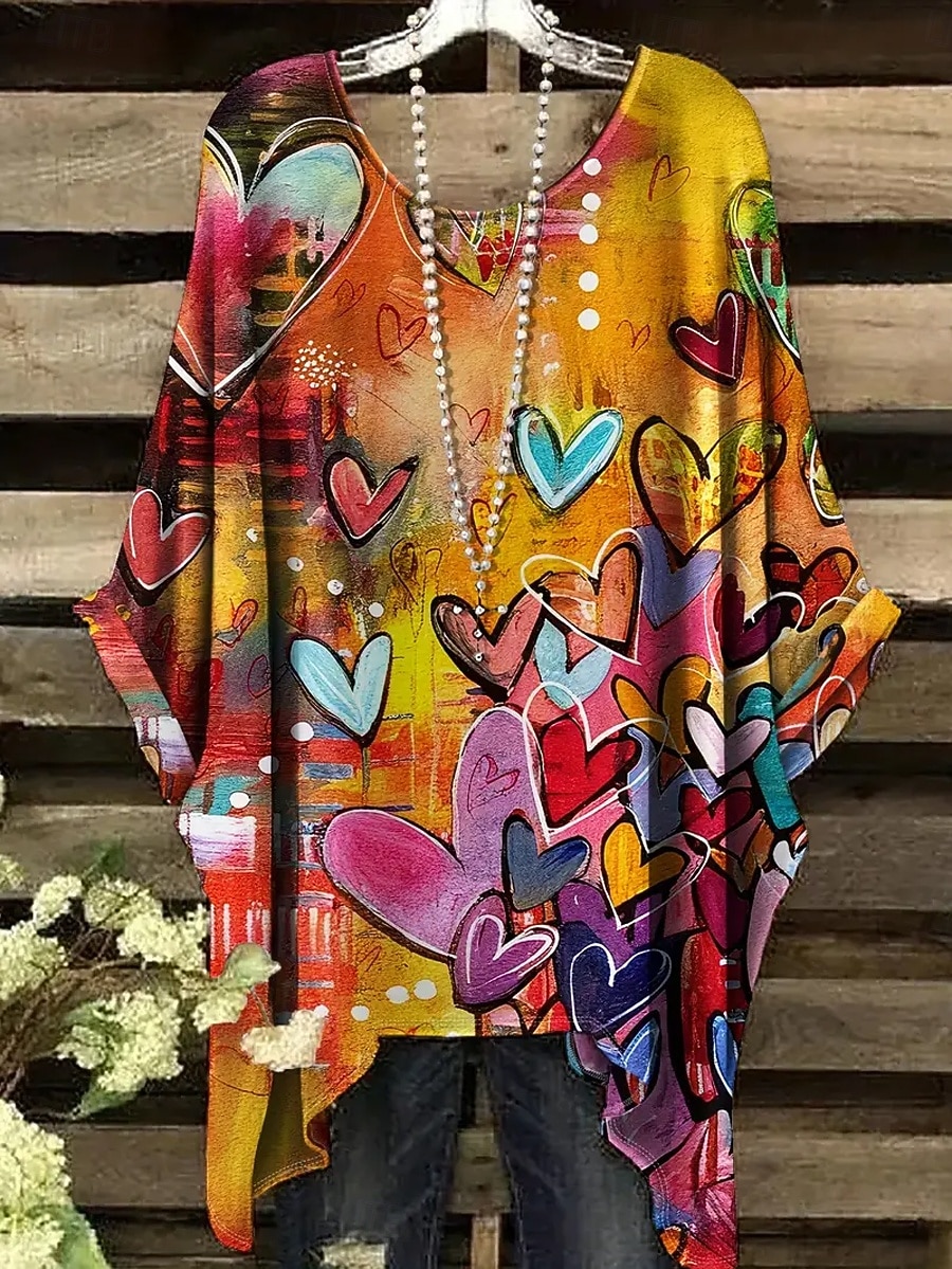 Pentru femei Bluză Asimetric Grafic Geometric Epocă Zilnic Casual Manșon Jumate Mâneci Lejere Stil Nautic Topuri lungi Zilnic Concediu Costum de plajă Albastru piscină Negru Galben Curcubeu Var 2026 - $26.99 –P5