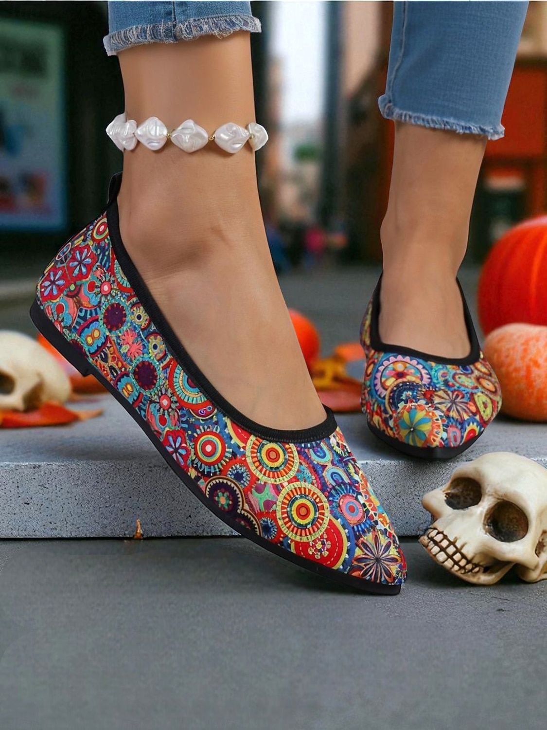 Dámské lehké dýňové balerínky se špičatou špičkou - nazouvací halloweenské boty pro slavnostní podzimní outfity a každodenní pohodlí 2025 - $18.99 –P5