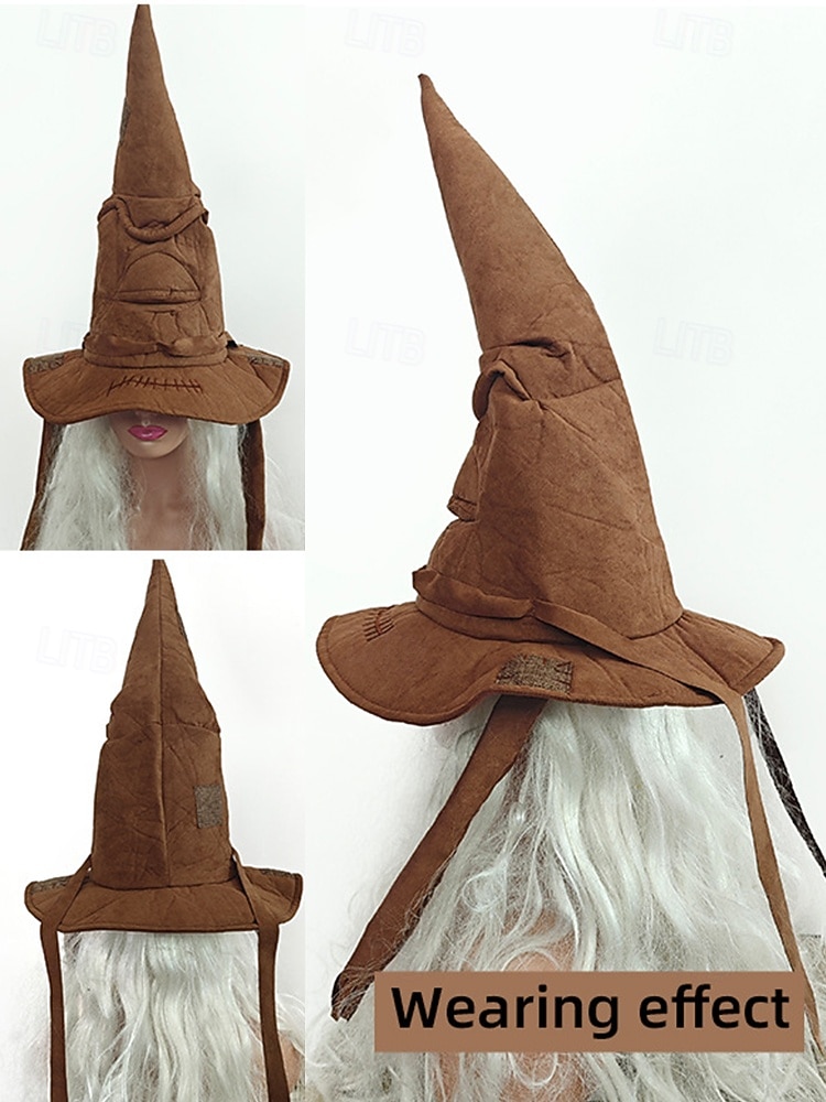 Halloween-heksehatt til dame, vintage-stil trollmannskostymetilbehør, perfekt for cosplay og halloween-fester 2025 - $18.99 –P6