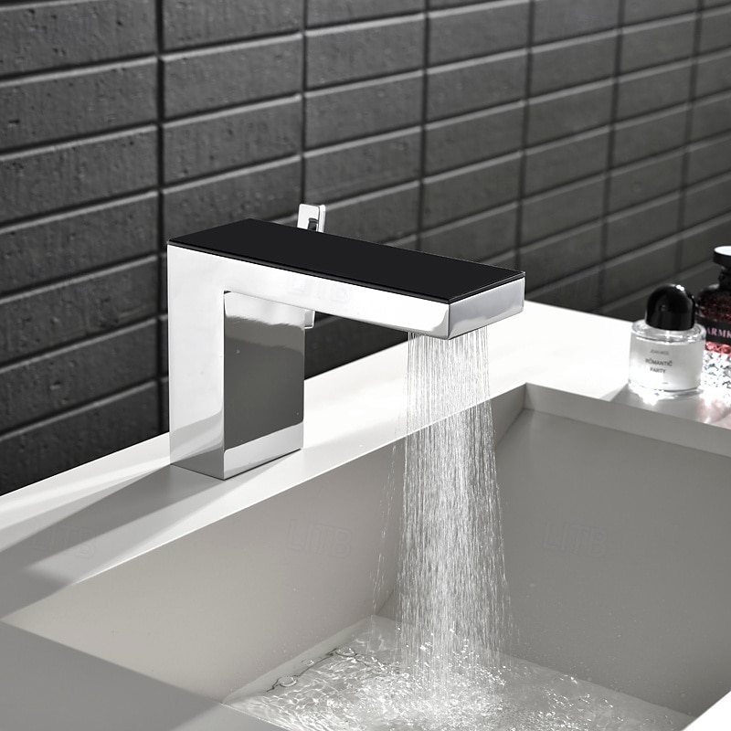 Robinet de lavabo - Cascade Électroplaqué Ensemble central Poignée unique à un trouBath Taps de 2025 ? $153.99 –P4