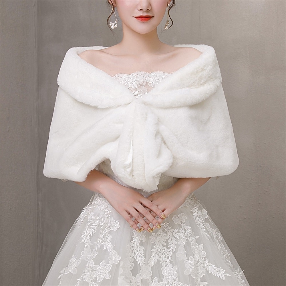 Kunstfell-Schal, Wickelstola, Shrug, Winter, Braut, Hochzeit, Schal, Wickeltuch, Abendparty, Cover-up für Frauen 2025 - $72.99 –P7