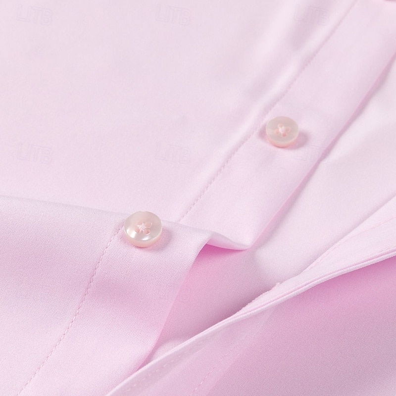 Homme Chemise Chemise habillée Chemise sans repassage Chemise à Col Chemise Boutonnée Uni Mariage Extérieur Noir Blanche Rose dragée Vin manche longue Col Rabattu Été Printemps Vêtement Tenue de 2025 ? $21.99 –P9