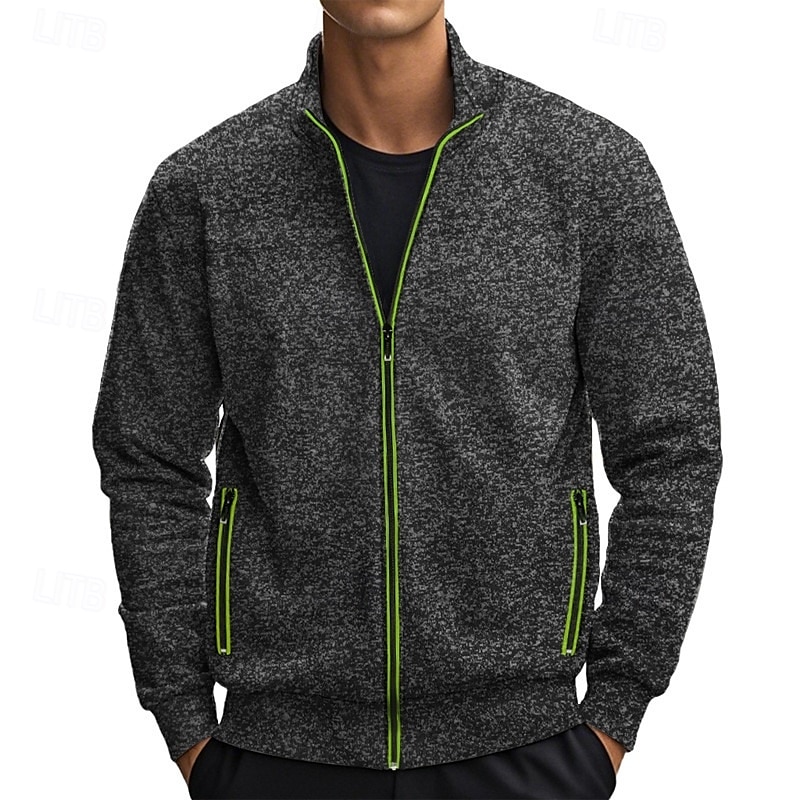 Hombre Sudadera Sudadera de polar Sudadera con cremallera completa Verde Ejército Burdeos Gris Claro Gris Oscuro Cuello Mao Plano Cremallera Deporte Casual Diario Ropa de calle Fresco Ropa deportiva 2025 - $27.99 –P5