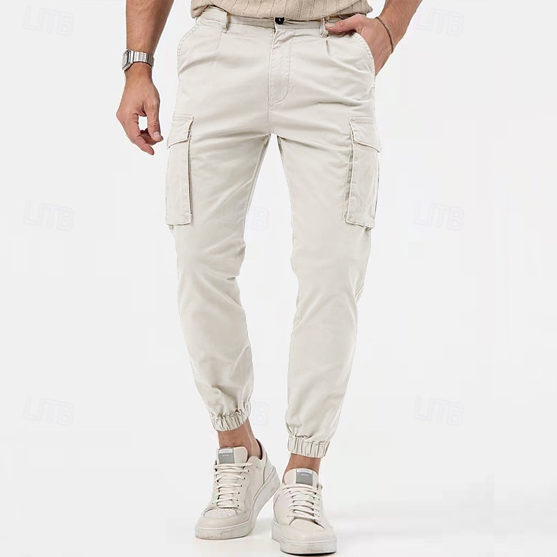 Men's Cargo Pants Joggers Trousers Buttons Multi Pocket Plain Wearable Outdoor Daily Camping & Hiking Fashion Classic Black White 2026 - $25.99 –P7