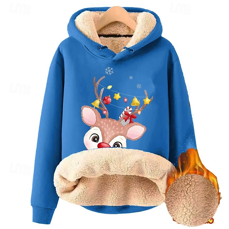 Mulheres Pulôver Moletom Com Capuz Árvore de Natal Roupa de rua Casual Manga Longa Com Capuz Tops regulares Rua Para Noite Bolsos Imprimir Azul denim Amarelo Azul Marinha Azul Azul Escuro Inverno de 2025 por $21.99 –P2