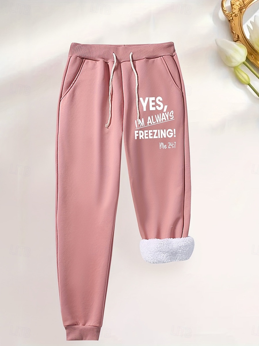 Per donna Pantaloni da tuta Pantaloni in Pile Pantaloni in piuma Vintage Casual Lunghezza intera Vita Alta Grafico Lettera Coulisse Micro-elastico Quotidiano Casa All'aperto Nero Rosa Rosso Blu del 2026 a $24.99 –P1