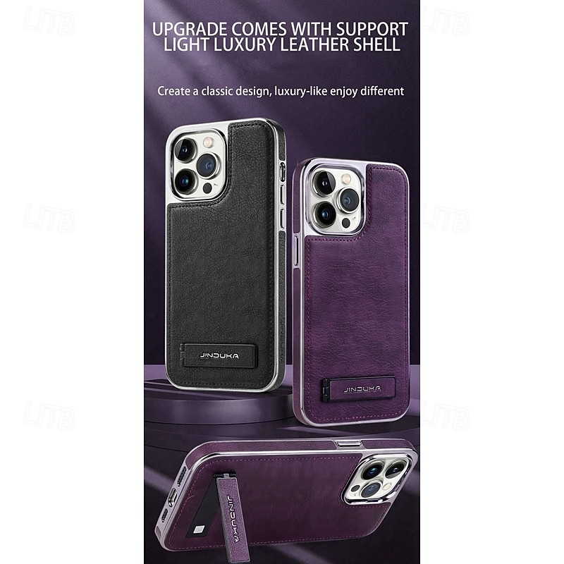 هاتف غطاء من أجل iPhone 16 15 14 Pro Max Plus 13 Pro Max غطاء خلفي مسند الدراجة ضد الصدمات مكتب  /  الأعمال TPU جلد PU 2025 - $14.99 –P1