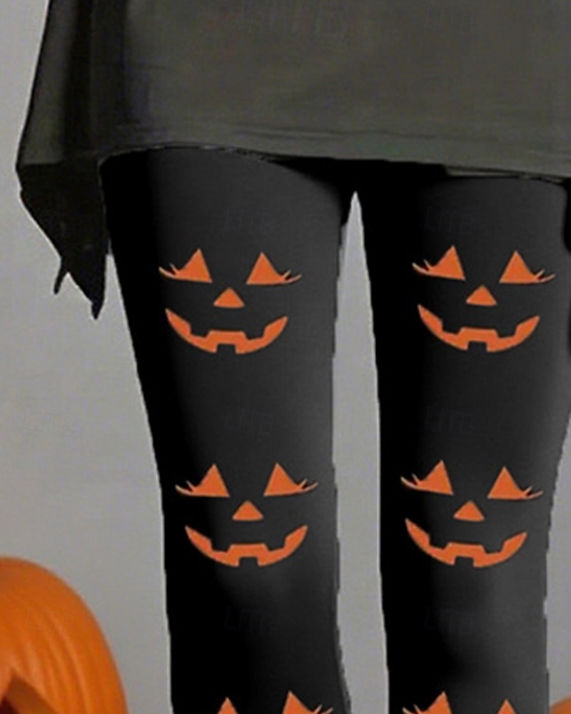Dam Byxor Damasker Mysiga leggings Streetwear Ledigt Fullängd Hög midjaPantsHalloween Grafisk Elastisk midja Mönster Mateial som andas Bekväm Elastisk Semester Gata Dagliga kläder Svart Sommar Vår 2025 - $23.99 –P2
