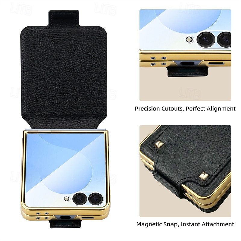 Phone Case For Samsung Galaxy Z Flip 7 Z Flip 7 FE Z Flip 6 Z Flip 5 Z Flip 4 Back Cover Flip Cover Ring Buckle PC PU Leather 2026 - $27.99 –P3