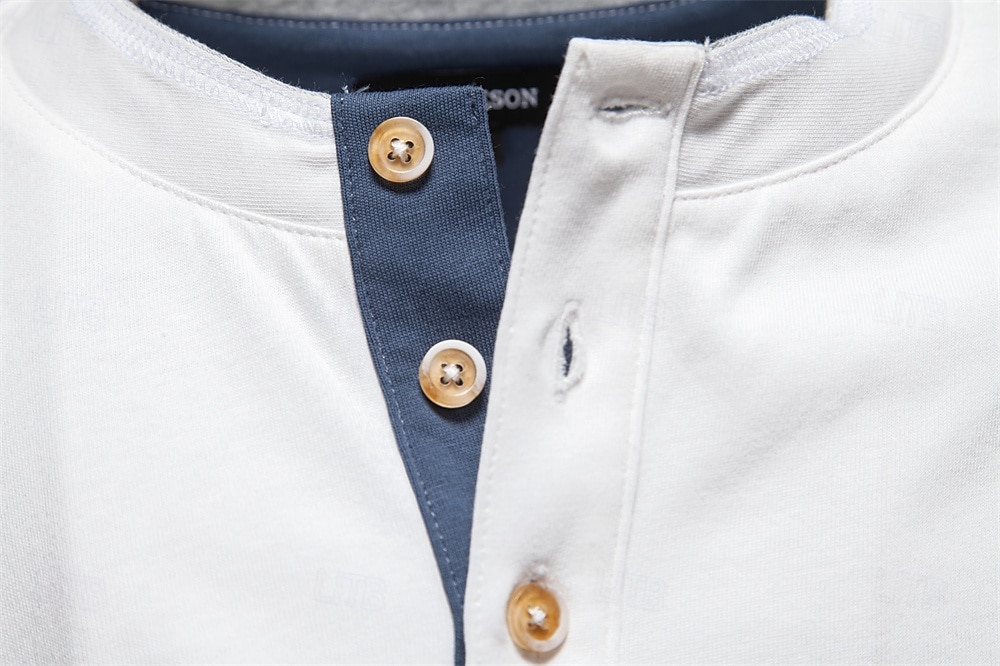 Homme Chemise en coton manche longue Couleur Pleine Frais Quotidien Occasionnel Boutons Henley École Entraînement Extérieur Toutes saisons Gris foncé Blanche Bleu T-shirt Henley de 2025 ? $32.99 –P11