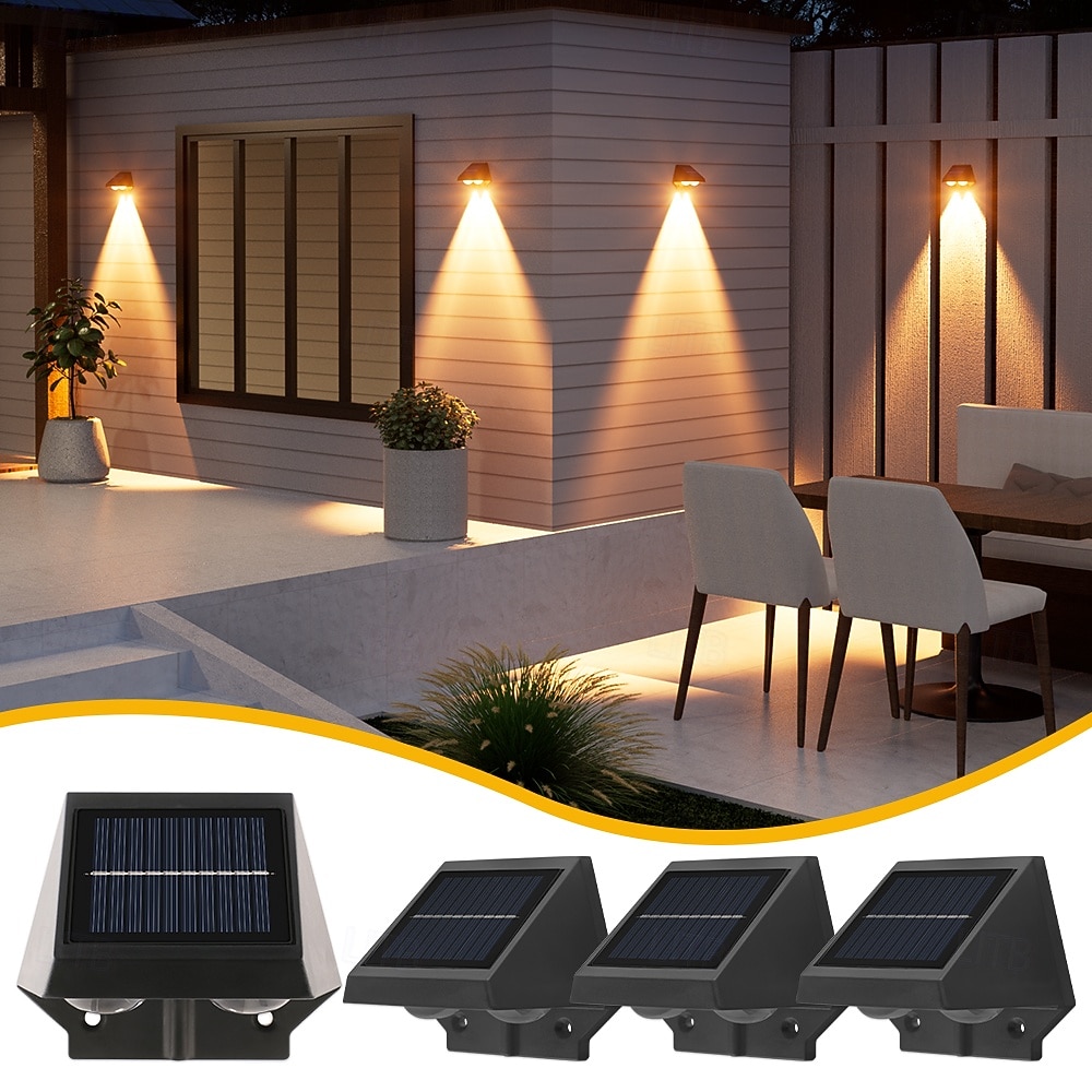 2/4 sztuki solarnej lampy ściennej, wodoodpornej, zewnętrznej, ogrodowej, do oświetlenia ściennego, domu, balkonu, świątecznej dekoracji, nastrojowej lampy, willi, lampy ulicznej 2026 - $21.99 –P5