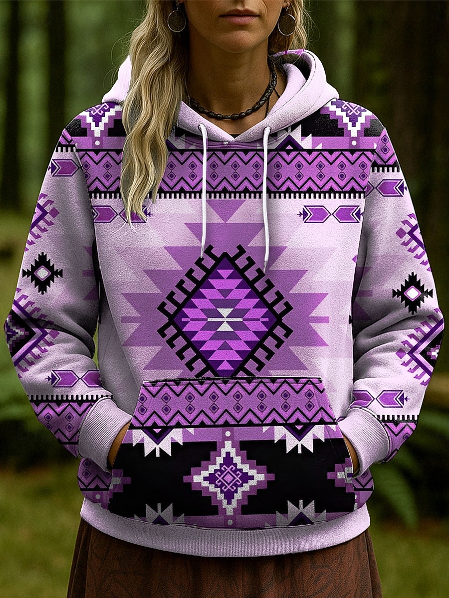 Mujer Sudadera con capucha Pullover Graphic Geométrico Casual Manga Larga Con Capucha Tops regulares Ropa de fiesta de noche Calle Uso Diario Azul Piscina Morado Marrón Verde Trébol Gris Primavera 2025 - $27.99 –P4