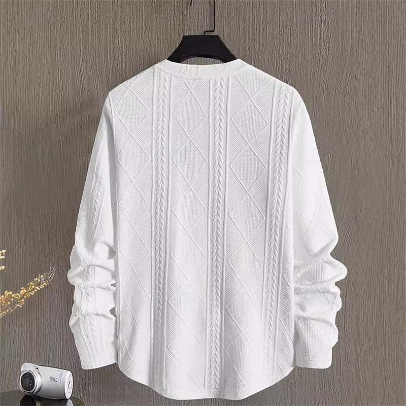 Herr Tröja Vit Rund hals Slät Jacquard Dagligen Sport & Utomhus Helgdag Polyester Streetwear Grundläggande Ledigt Vår Höst Kläder Pull Tröjor Långärmad 2026 - $28.99 –P3