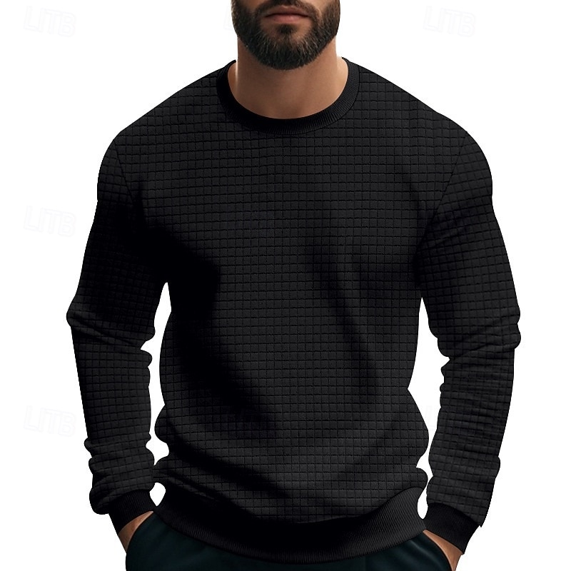 Hombre Sudadera Sudadera con estampado de gofres Sudadera Con Capucha Pull-over Negro Blanco Verde Ejército Caqui Gris Cuello Barco Plano Con Texturas Deporte Casual Diario Ropa de calle Fresco Ropa 2025 - $27.99 –P5