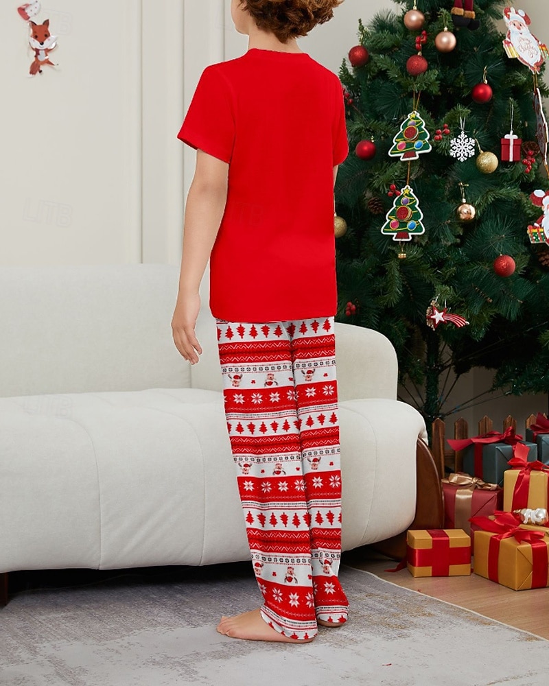 Family Pajamas Christmas Pattern Home Print Red Short Sleeve Active Matching Outfits 2025 - $19.49 –P16