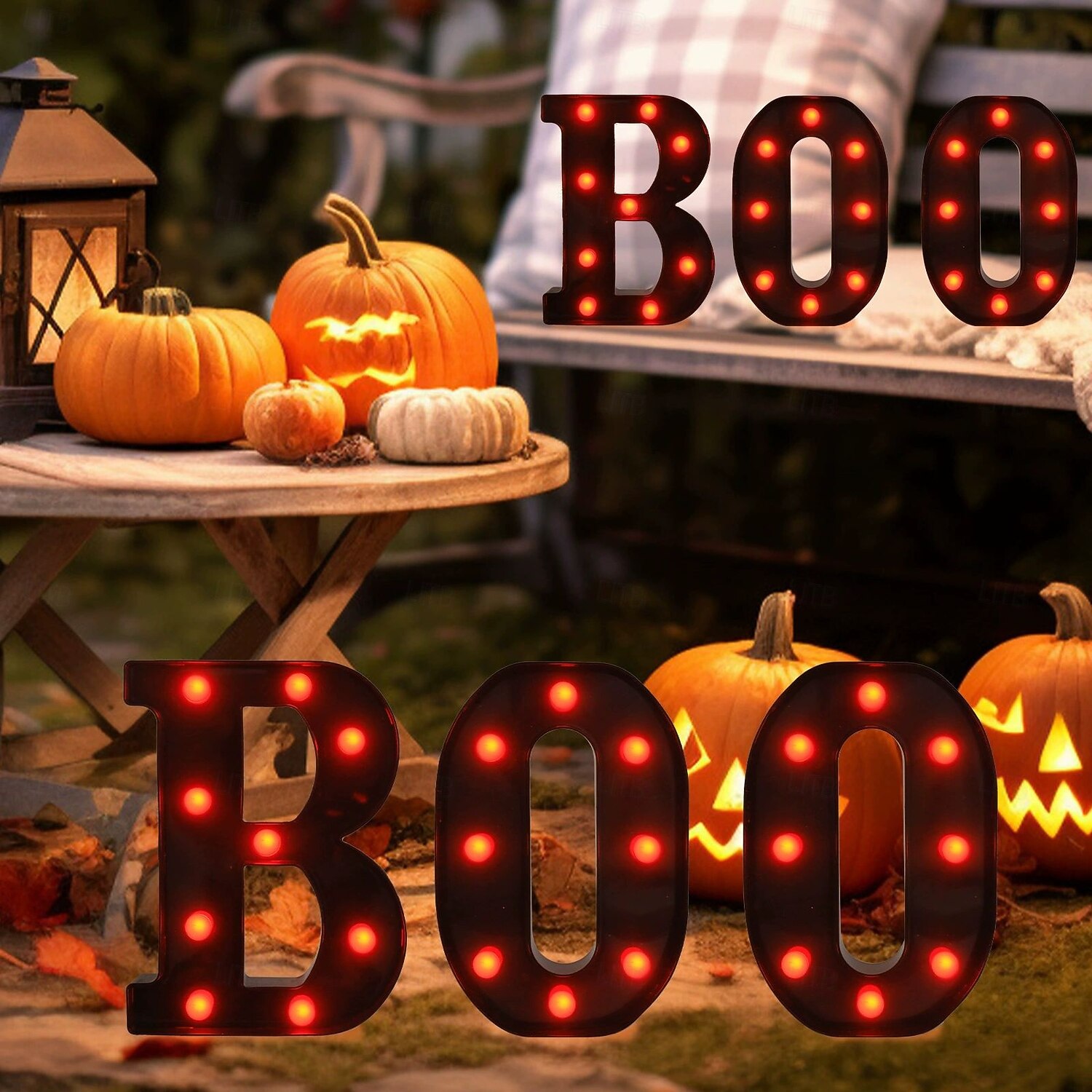 Lumini de Halloween cu litere, lumini luminoase în formă de boo, decor, lumini, ornamente pentru birou, fantomă, festival, atmosferă interioară, aspect 2025 - $21.99 –P1