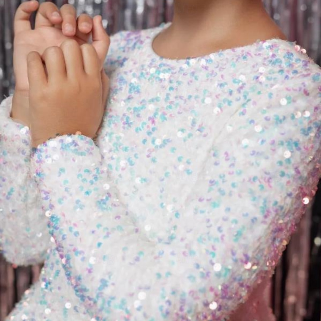 Kinder Mädchen Partykleid Einfarbig Langarm Leistung Netz Prinzessin Süß Netzstoff Knöchellang Etui-Kleid Tüllkleid Sommer Frühling Herbst Kinder Schwarz Weiß Wein 2025 - $79.99 –P6