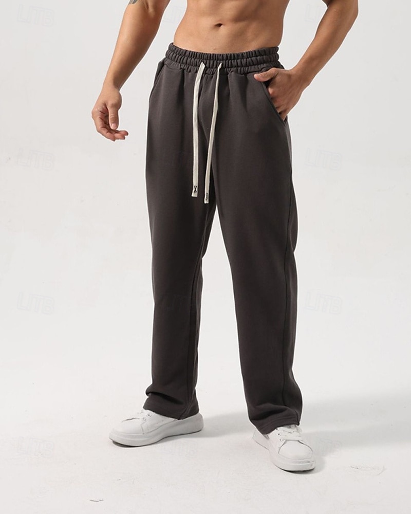 Men's Sweatpants Trousers Straight Leg Sweatpants Drawstring Pocket Elastic Waist Plain Comfort Sports Outdoor Daily Fashion Casual Black White Micro-elastic 2026 - $21.99 –P7