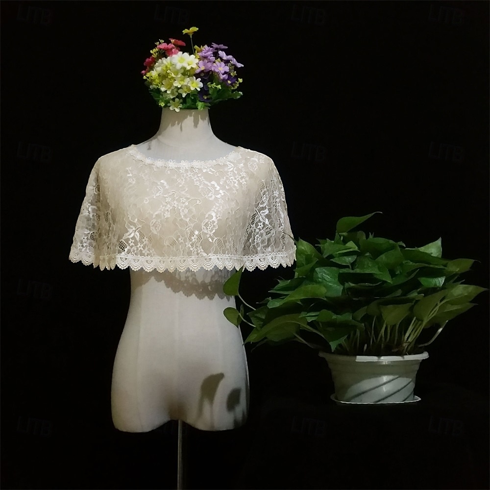 Обертывания матери Элегантный стиль Защита от солнца С короткими рукавами Кружева Свадебные накидки С Кружева Назначение Официальные Лето 2025 - $14.99 –P9