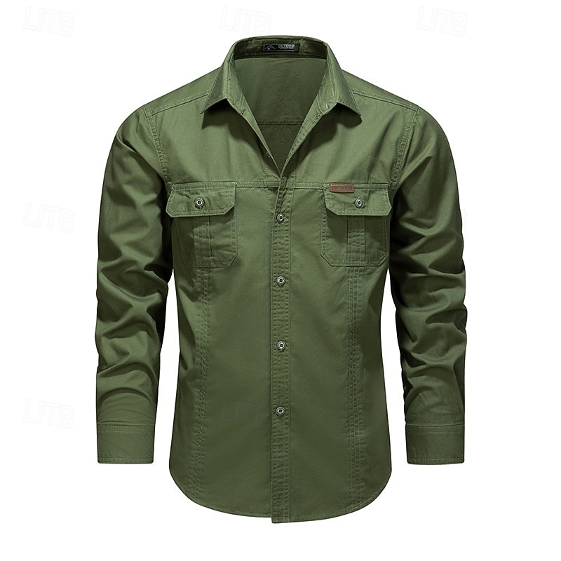 Hombre camisa cargo Camisa para senderismo Manga Larga Cuello Vuelto Camiseta Al aire libre Transpirable Primavera Otoño Algodón Negro Verde Ejército Caqui Caza Rutina de ejercicio Viaje 2026 - $32.99 –P7