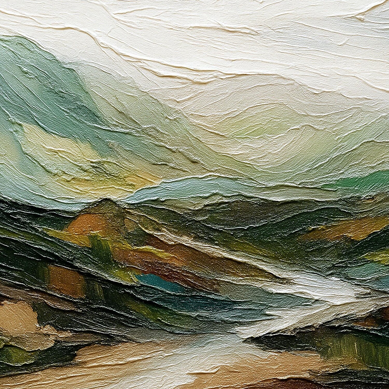 Pintura a óleo original de montanha sobre tela 3D, arte verde, pintura minimalista de paisagem, textura abstrata, arte de parede verde, decoração de parede grande de 2026 por $36.99 –P9