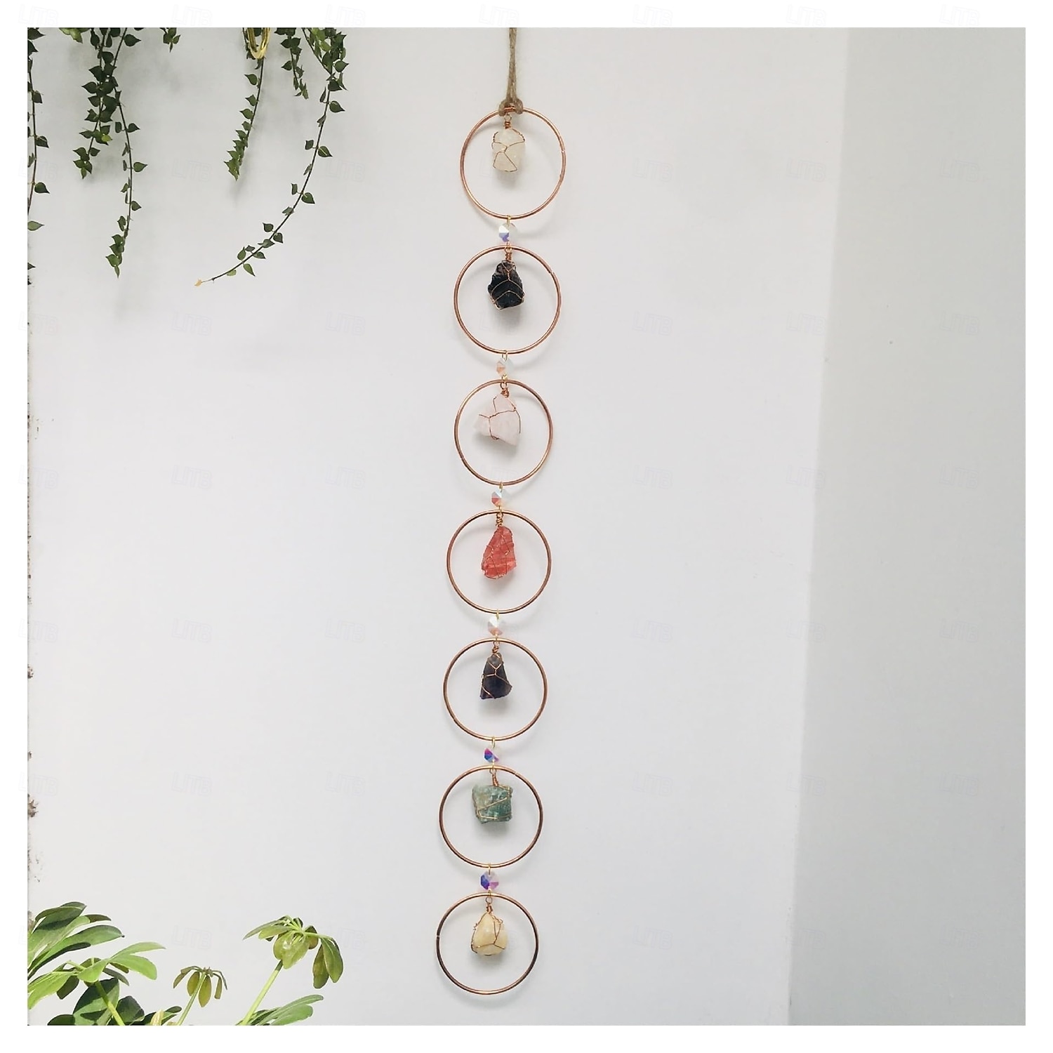 Attrape-soleil 7 Chakras En Cristaux Naturels - Pendentif Mural Coloré, Décoration Zen Pour Chambre
