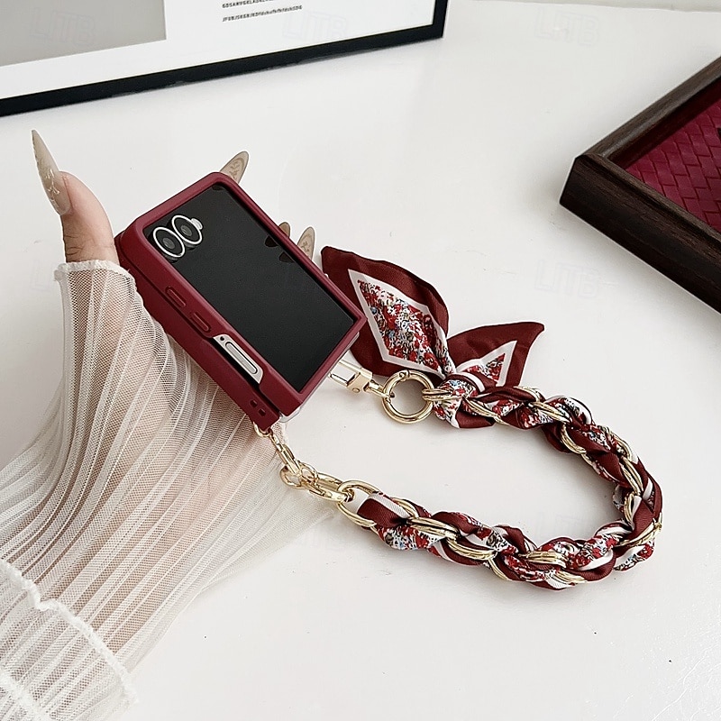 telefoon hoesje Voor Samsung Galaxy Z Flip 7 Z-flip 6 Z Flip 5 Z Flip 4 Achterkant met draagkoord Schokbestendig Bloem Bloemen PC 2026 - $18.99 –P11