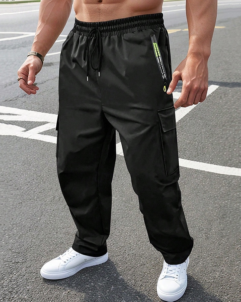 Per uomo Pantaloni Cargo Pantaloni Coulisse Elastico in vita Multi-tasche Semplice Indossabile All'aperto Quotidiano Campeggio & Escursionismo Moda Classico Nero Verde militare del 2025 a $15.49 –P7