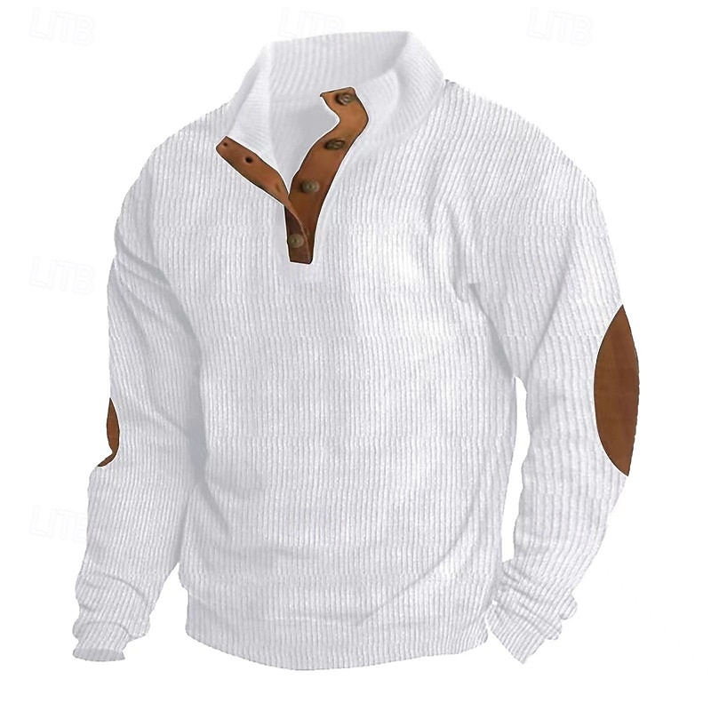 Per uomo Maglia Velluto a coste Felpa con cappuccio Maglione Felpa con cappuccio abbottonata Aalbicocca Blu denim Nero Bianco Verde militare Colletto Mao Semplice Patchwork Sport & Outdoor Casuale del 2025 a $23.99 –P9