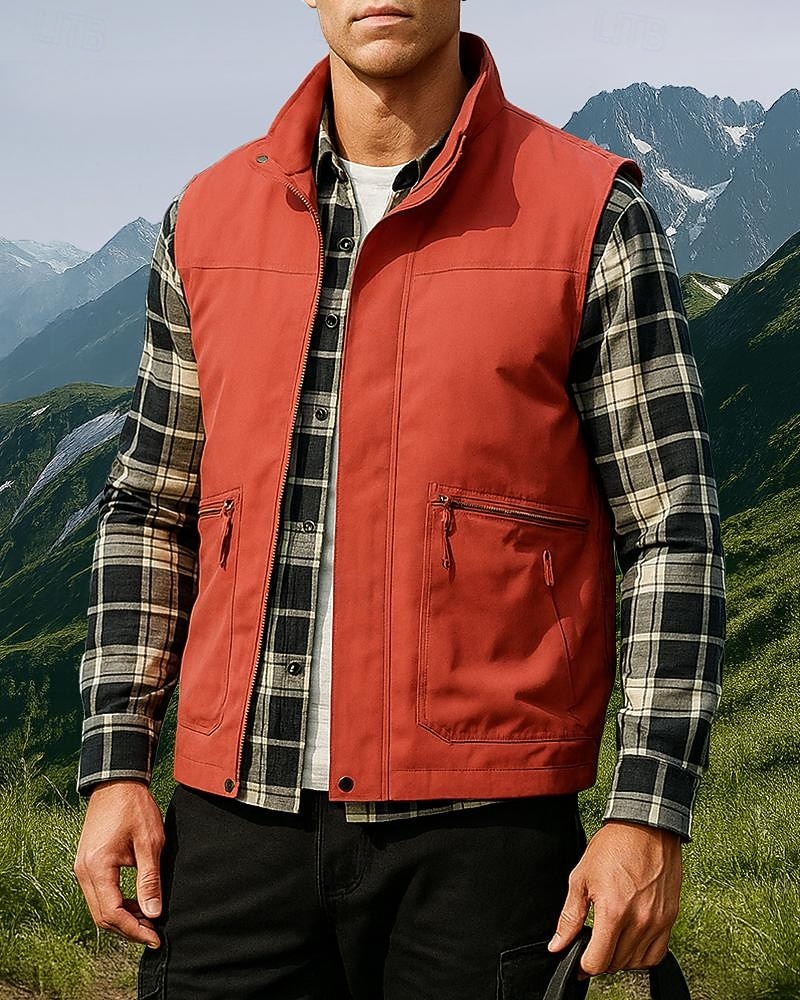 Herren Anglerweste Cargo-Weste Ärmellos Weste Außen Wasserdicht Winddicht Multi-Funktion Winter Reißverschluss Polyester Schwarz Armeegrün Orange Jagd Angeln Klettern 2025 - $48.99 –P3