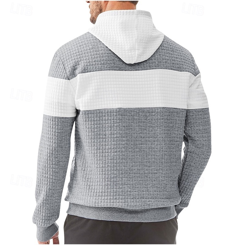 Per uomo Felpa con cappuccio Felpa con cappuccio a nido d'ape Felpa con cappuccio in pile Nero Blu marino Marrone Cachi Grigio Con Cappuccio Semplice Patchwork Blocco di colore Sport & Outdoor del 2025 a $27.99 –P7