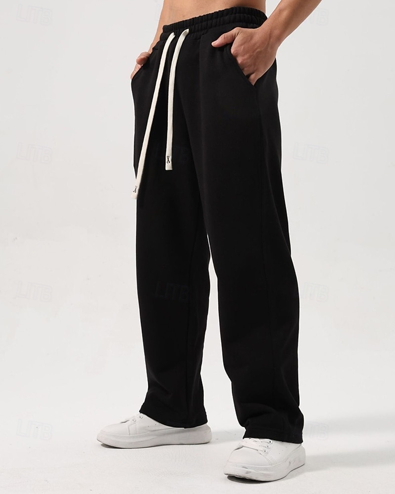 Men's Sweatpants Trousers Straight Leg Sweatpants Drawstring Pocket Elastic Waist Plain Comfort Sports Outdoor Daily Fashion Casual Black White Micro-elastic 2026 - $21.99 –P17