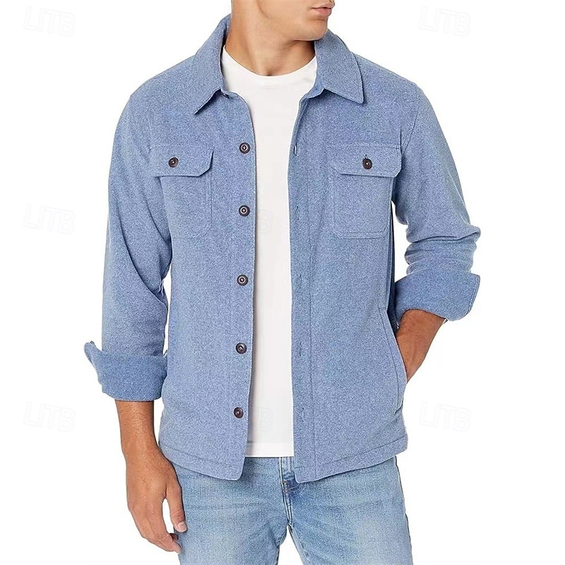 Herr Lättviktsjacka Vardaglig jacka Semester Dagligen Andningsfunktion Ficka Vår Höst Slät Mode Klassisk Kavajslag Normal Svart Marinblå Himmelsblå Mörkgrön Orange Jacka 2025 - $37.99 –P1