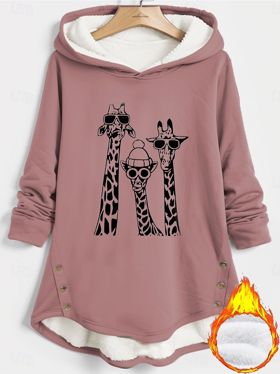 Felpa con cappuccio da donna felpa foderata in pile pigiama caldo felpe grafiche con animali calde casual morbide maniche lunghe lunghe casual stampa sportiva nera rosa rossa blu grigia autunno del 2025 a $29.99 –P2