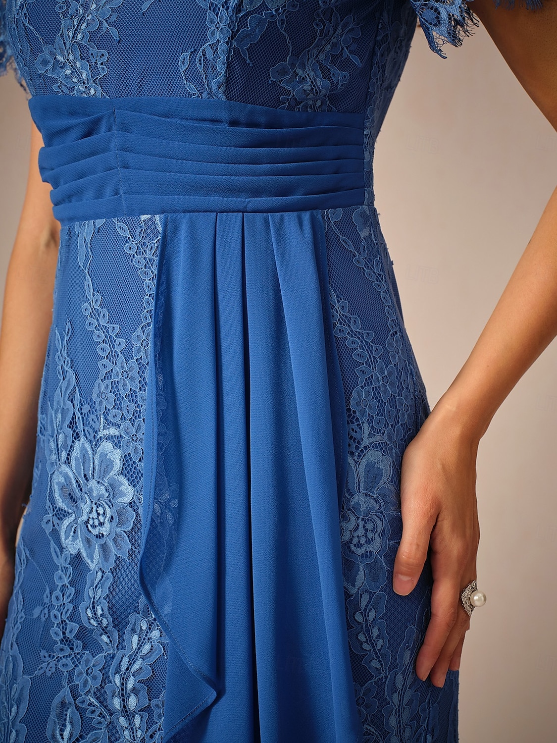 Women's Wedding Guest Jacket Dress Lace Dress Chiffon Dress Cocktail Dresses Formal Dresses Cardigan Ruched Long Sleeve Cocktail Party Blue Spring Summer Fall 2025 - $69.99 –P4