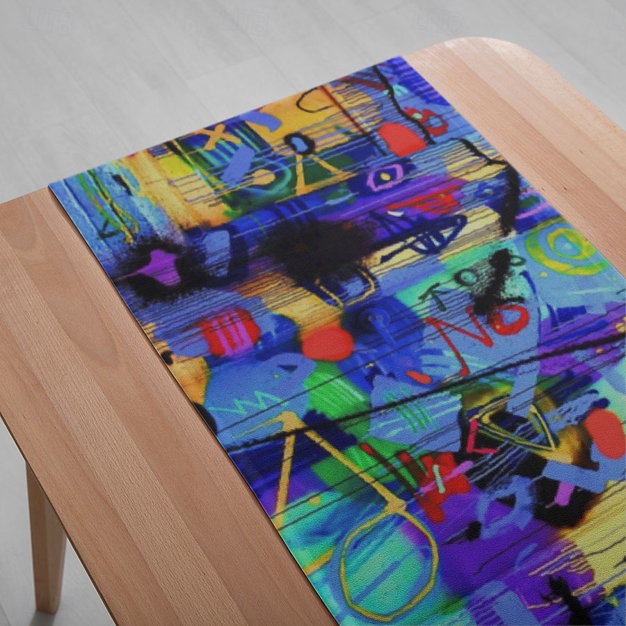 1PC Runner de Masă Graffiti Colorat Steag de Masă - Măsuță dreptunghiulară imprimată digital pentru restaurant banchet decorare petrecere (33x180cm/13x70.5in) 2025 - $10.99 –P5
