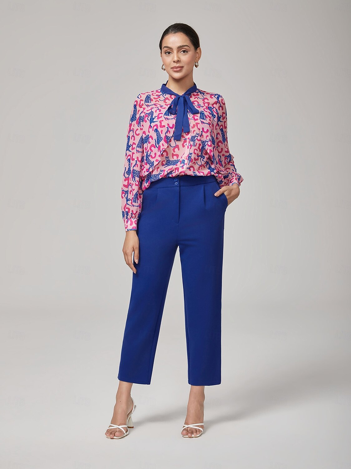 camicetta a maniche lunghe con stampa leopardata rosa del 2025 a $56.99 –P2
