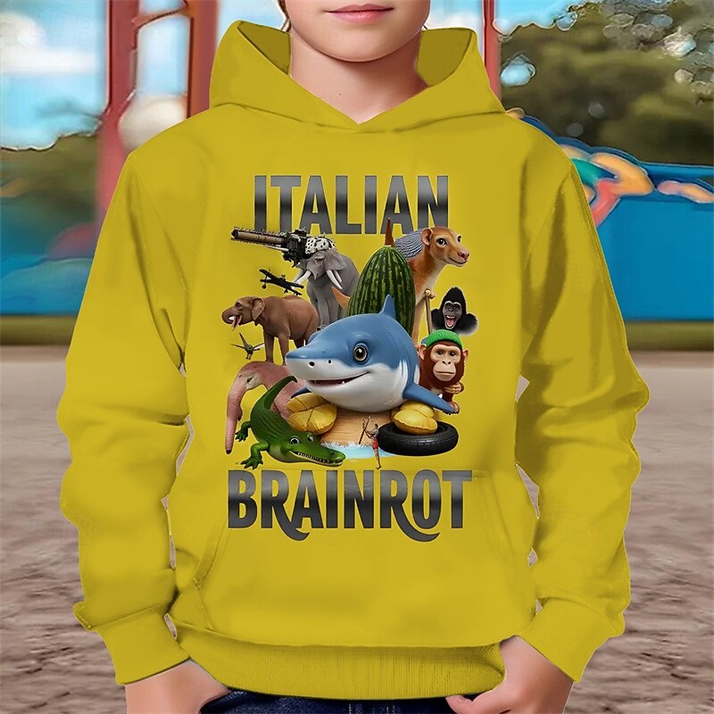 Pojkar 3D Grafisk Huvtröja Långärmad Vår Höst Mode Streetwear Barn 4-12 år Huva Utomhus Ledigt Dagligen Normal 2025 - $18.99 –P3