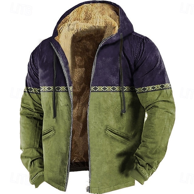 Férfi Azték Báránybunda Kapucnis felsőrész Pulóver Etno Vintage Retro Hosszú ujj Terített nyak Szabadtéri Utcai öltözék Világosbarna Medence Zsinór Ősz Tél Tervező 2025 - $49.99 –P3