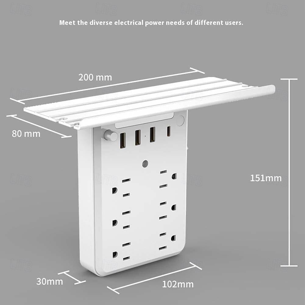 extensor de tomada de parede com prateleira noturna, extensor de tomada 9 em 1 com prateleira, extensores de tomadas com vários plugues, extensores de tomadas elétricas de parede, expansor de plugue de 2025 por $31.99 –P2