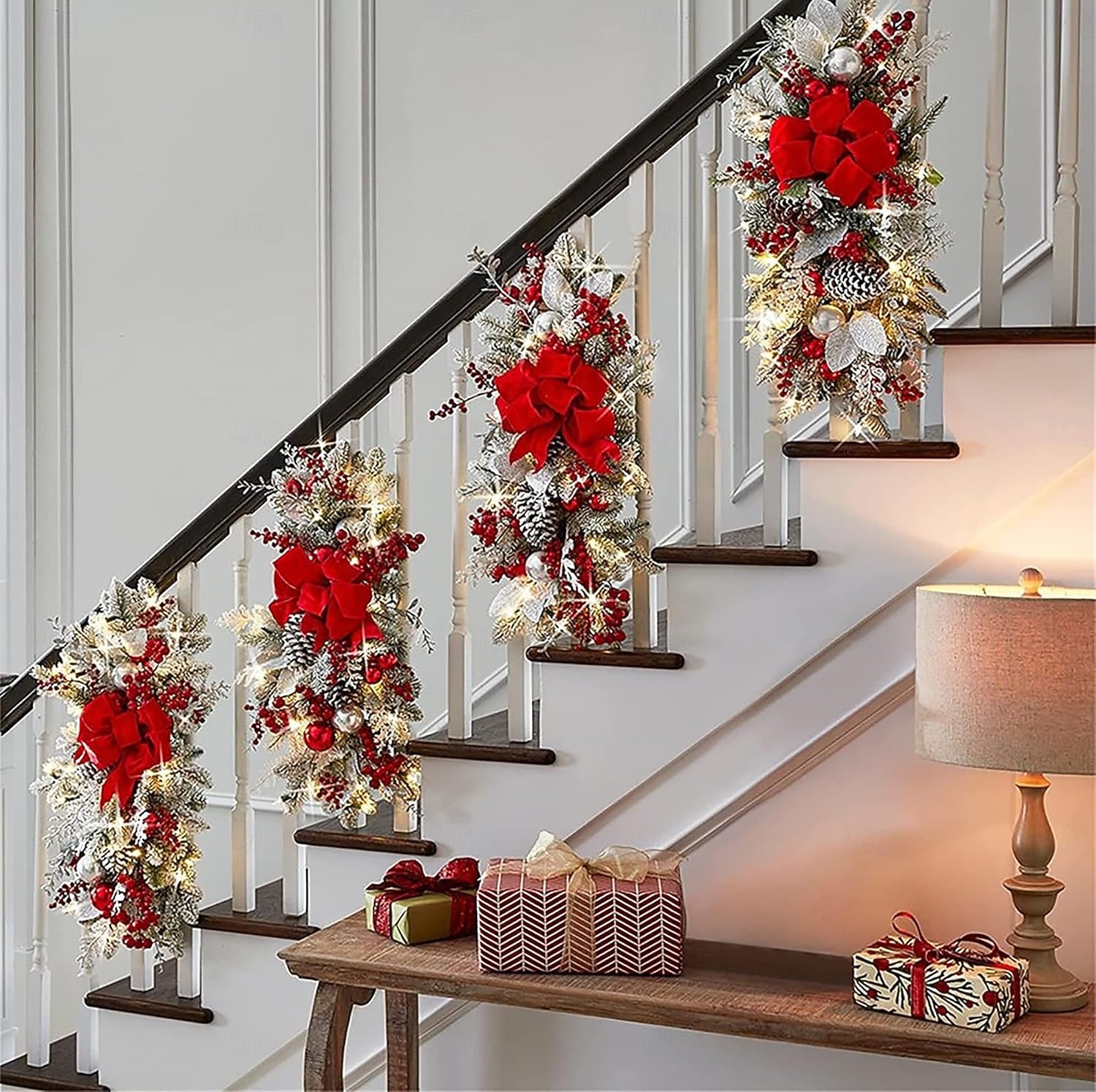 0,45 m Christmas Garland Lights Julkransljus 50 lysdioder Röd Blå Holiday Lights Juldekoration 24 V 2025 - $18.99 –P2