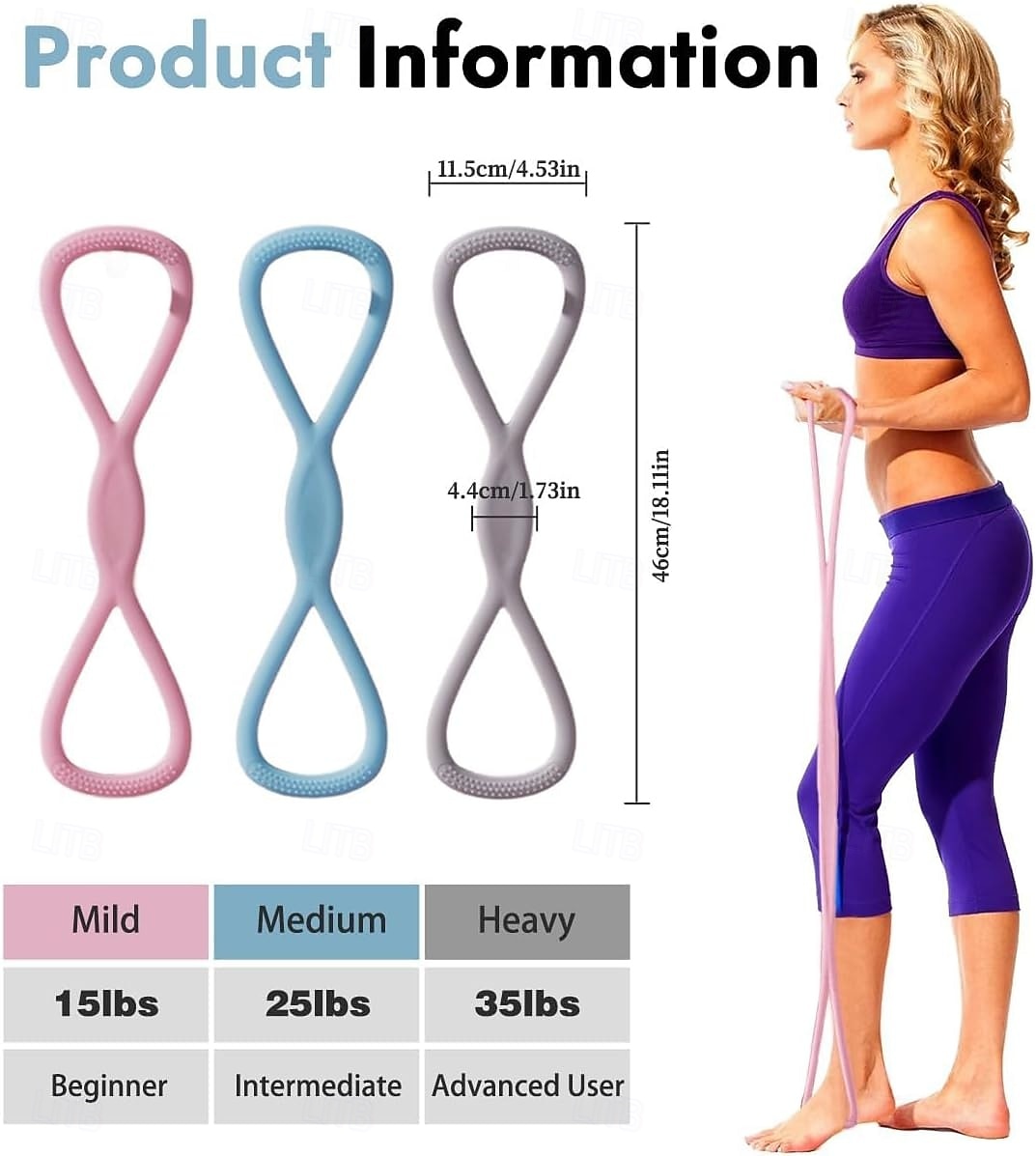 3 эластичных резинки для упражнений в форме восьмерки с ручками для женщин, мужчин, рук, плеч, спины, ног, поддержания формы, фитнес-тренировки для всего тела, йоги, перетягивания каната для домашнего 2026 - €23.99 –P3