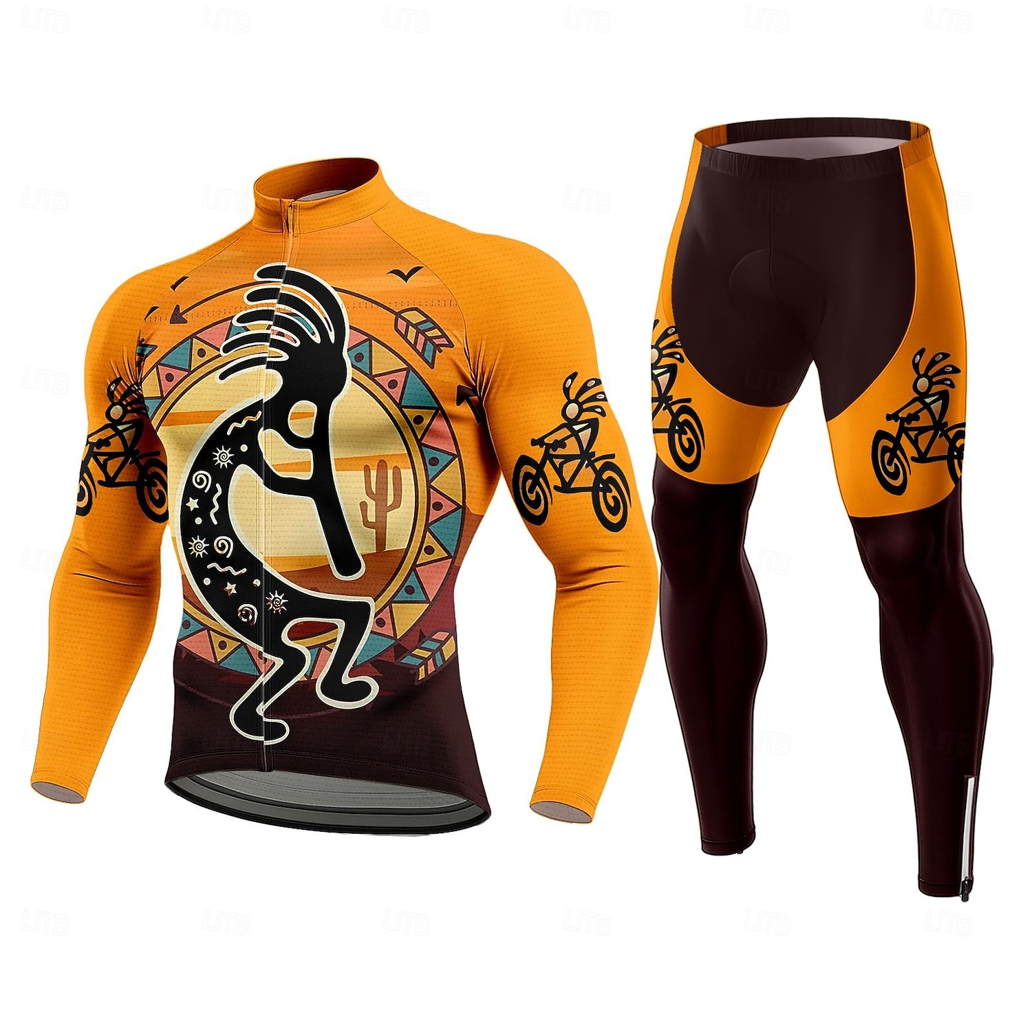 Hombre Maillot de Ciclismo con Cullotte Largo Manga Larga Naranja Bicicleta Mantiene abrigado Almohadilla 3D Secado rápido Diseño Anatómico Resistente a los UV Deportes Ropa 2025 - $56.99 –P1