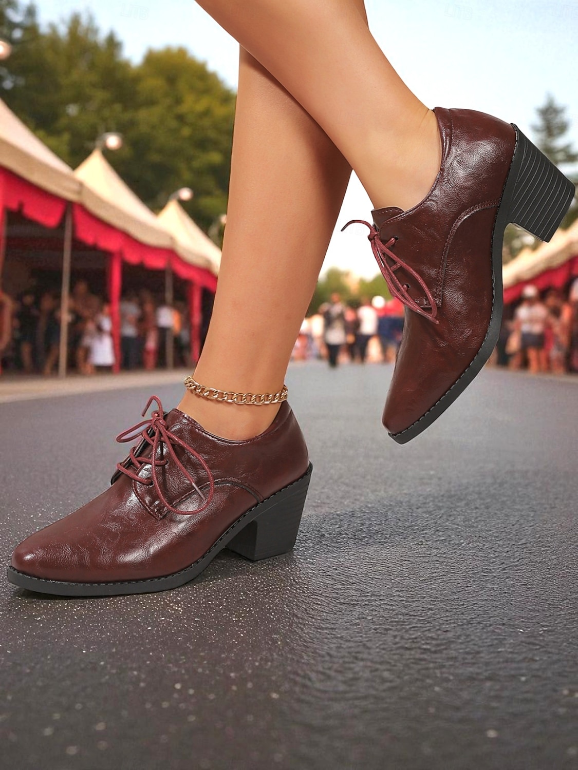 Oxfords femininos de couro preto com cadarço e salto bloco – sapatos clássicos de estilo vintage para Oktoberfest, passeios casuais e uso diário de 2025 por $32.99 –P3