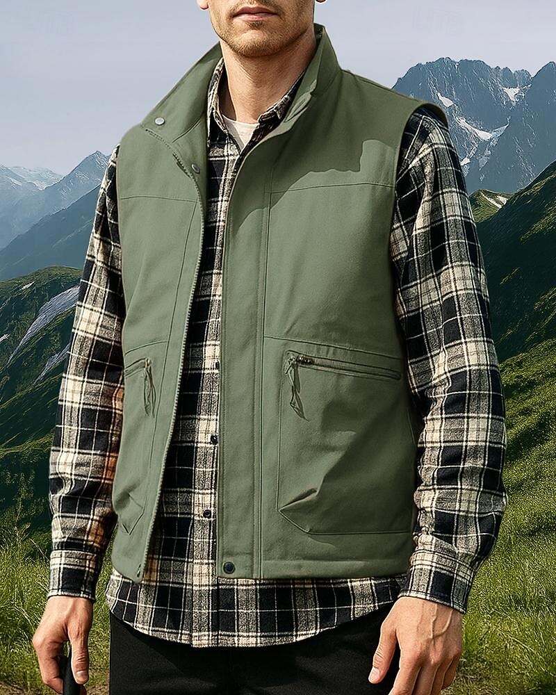 Herren Anglerweste Cargo-Weste Ärmellos Weste Außen Wasserdicht Winddicht Multi-Funktion Winter Reißverschluss Polyester Schwarz Armeegrün Orange Jagd Angeln Klettern 2025 - $48.99 –P5